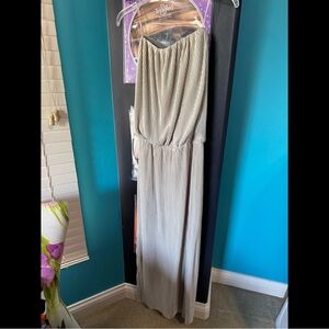 RESET Gray Strapless Dress with Leg Slit